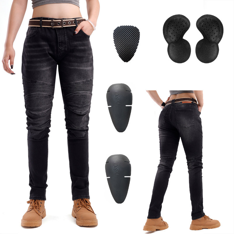 Motorcycle Gear Women Pants - Mulheres preto offroad motocicleta jeans dirt