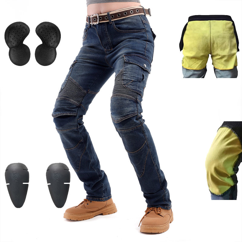 Kevlar motocicleta jeans femin - Motorcycle Gear Women Pants avaliação e preço