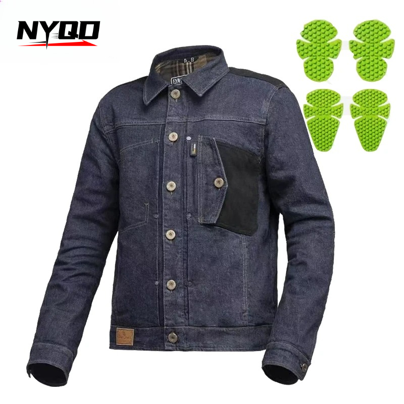Jaqueta de Jeans Retro para Mo - Motorcycle Gear Blue avaliação e preço