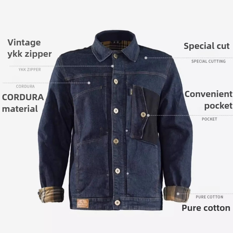 Jaqueta de Jeans Retro para Mo - Motorcycle Gear Blue avaliação e preço