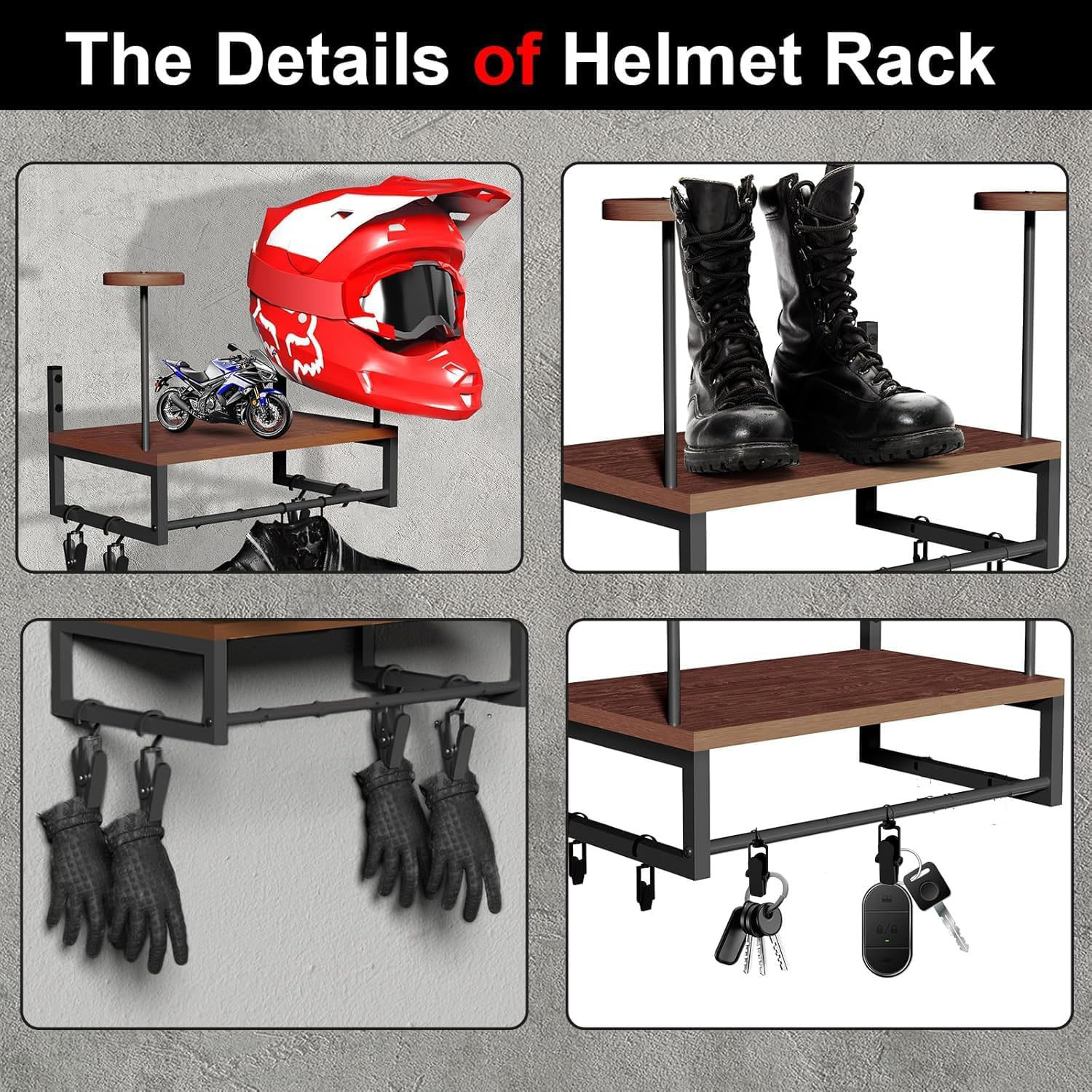 Suporte de Parede de Madeira p - Motorcycle Gear Wall Mount avaliação e preço